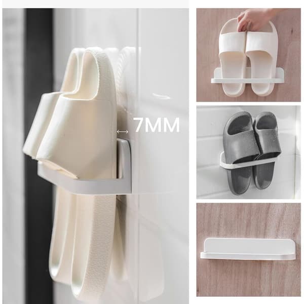 Wall Mounted Shoe Rack, Plastic Shoe Storage Rack, No Drilling Required, Space Saving Shoe Holder, Easy Hanging Shelf for Bathroom,..