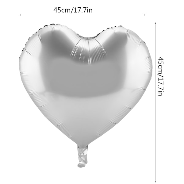 10 kpl 18 tuuman monivärisiä sydämenmuotoisia lateksipalloja hääjuhliin ja muihin juhliin (hopea)