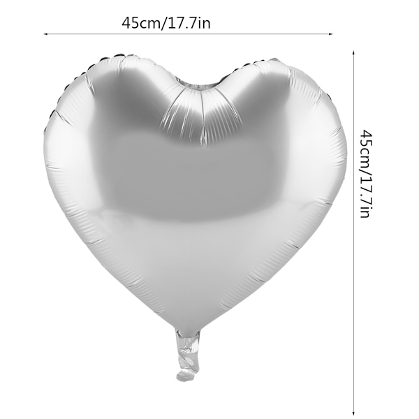 10 stk. 18\" Multifarvede Hjerteformede Latexballoner Bryllupsfest Dekoration Ballon (Sølv)