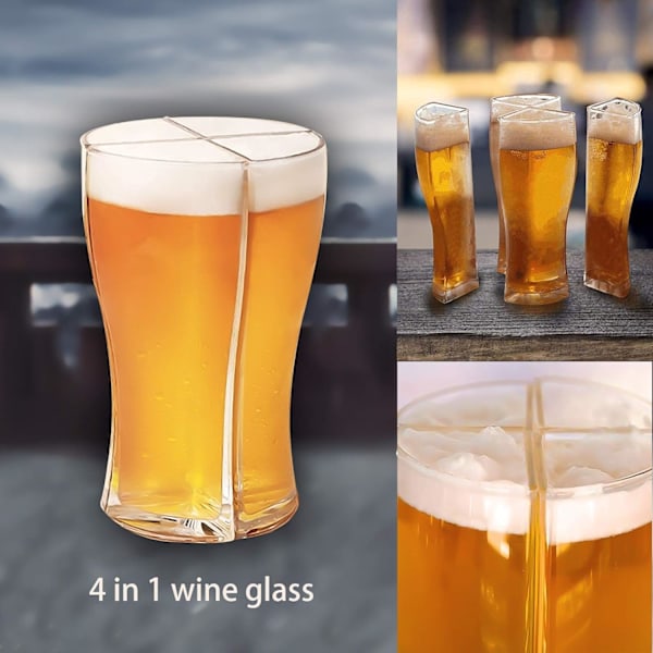 4-i-1 genomskinligt ölglas, akryl ölglas, separerbara ölglas, Super Schooner ölmugg, splittersäker, bärbar, för Oktoberfest, bar,