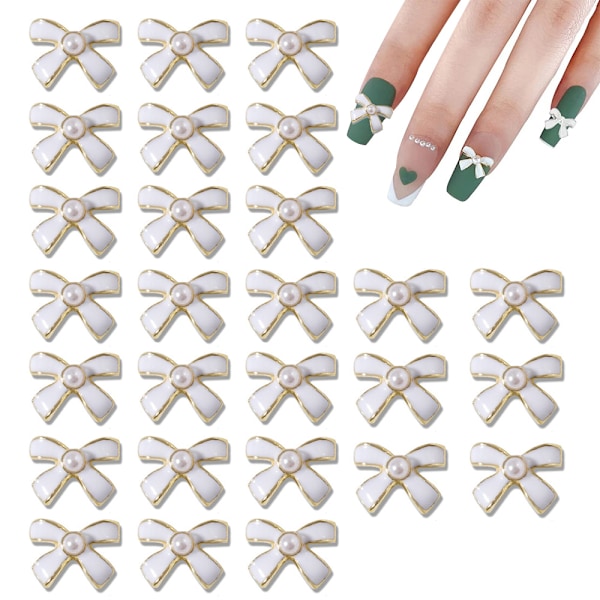 3D Nagelcharms Bågar, 30 st Bågknutar Pärlor Ädelstenar Nageldekorationer för Nagelkonst Dekor, Metall Legering Nagel Dubbar för DIY Smycken Mobiltelefonhantverk