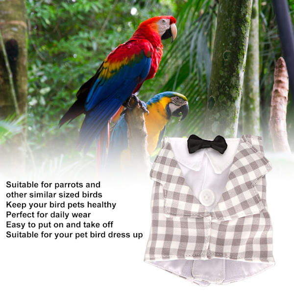Parrot Flygdräkt Polyester Elegant Söt Rutig Skjorta Fågel Flygkläder för Papegojor XL