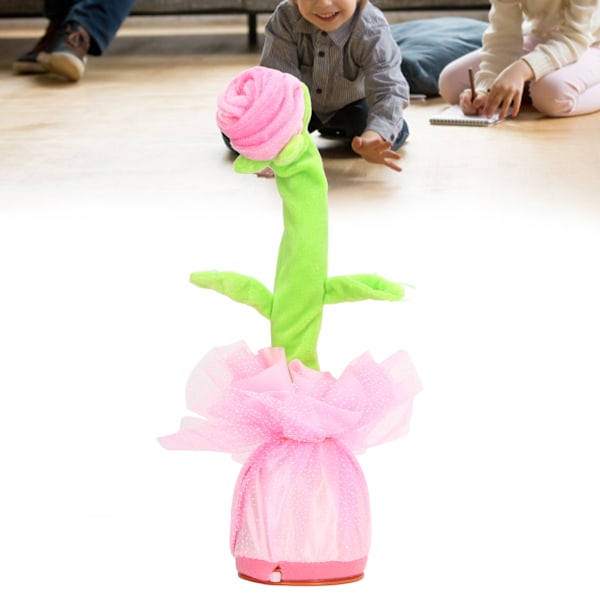 Syngende Blomst Simuleringslyd Optagelse Gentagelse Elektronisk Dansende Talende Rose Blomst Legetøj til 3 År Gamle og Derover Pink