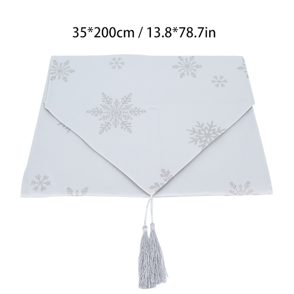 35x200cm Utsøkt Juleduksduk Hjemmebord Skrivebord Dekor Bordløper Stoff Snøflak Grå Farge
