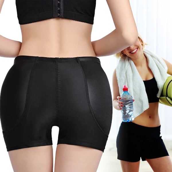 Hip Up Padded Enhancer för Kvinnor Sömlös Plump Crotch Stretchig Andningsbar Butt Padded Underkläder Svart L