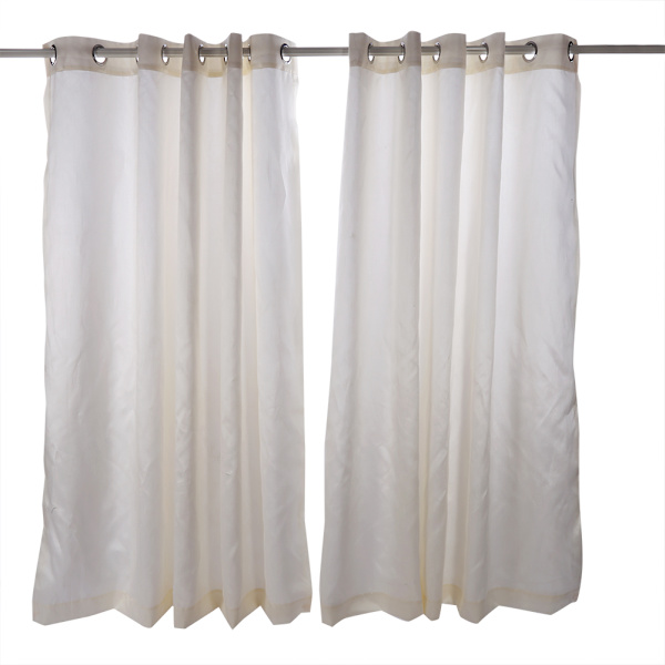 90\"X 90\" Faux Silke Stof Fuldforet Gardiner Plisseret Øjelet Ring Top Gardiner Med Foring Sort
