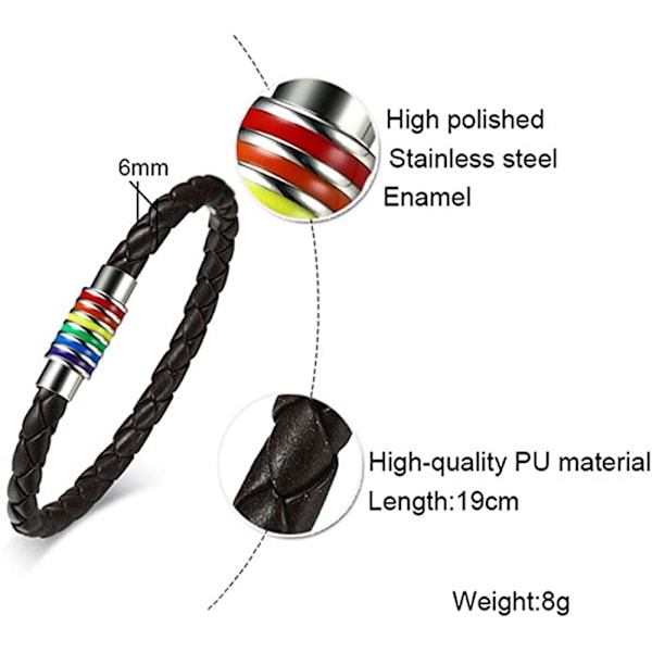 2 st Läderarmband för Män, Ko-Läderarmband med Justerbar Spänne