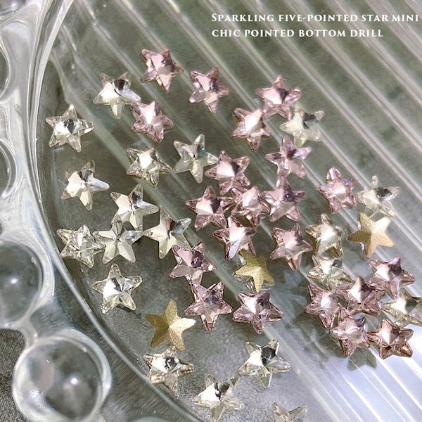 100 stk. Neglekunst Rhinestones Stjerneformede Ædelstene Negle Charms Glaskrystaller