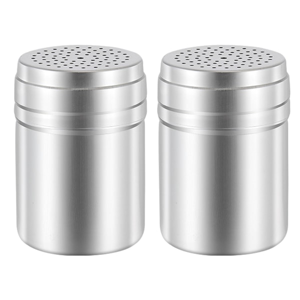 2 st Powder Sugar Shaker Duster Dredges, Pulver Sugar Shaker i rostfritt stål med lock, Sifter Mudder för pulveriserad Socker Peppar Kanel Pulver Kakao