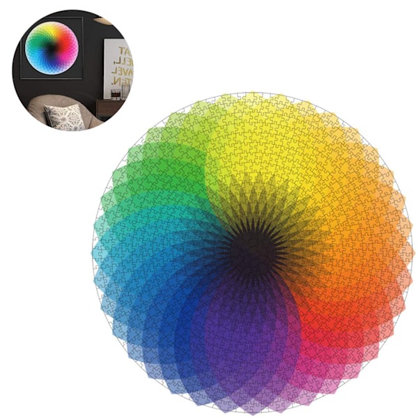Pussel 1000 Bitar Runda Pussel Kreativ Regnbågsgradient Pussel Svårt Pussel Klassiskt Pussel Stressavlastande Leksaker