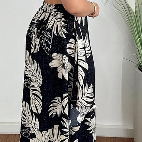 Sommarklänningar för kvinnor - Semester, Rygg Smocked, Urringning, Halter, Blommig, A-linje, Maxiklänning