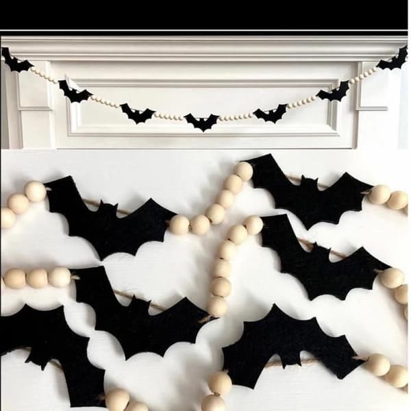 Tyttö - EINNENFFER - Halloween - Puinen seinäkoriste - Lepakkodesign - Helppo asennus