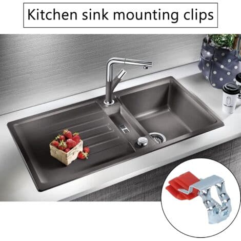 Sæt med 8 vaskemonteringsklemmer – Rustfrit stål og plast – Hurtig installation til vaske