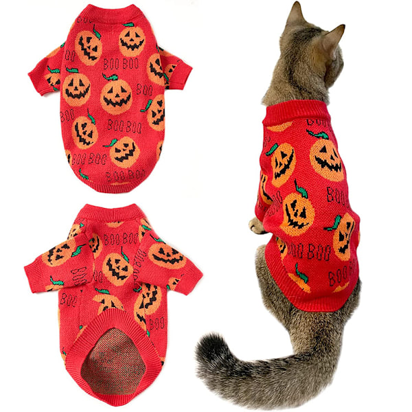 Halloween Hundetrøje Kat Hundetøj Kæledyr Rullekravetrøje Græskar Trøje Strik Varmt Trøje