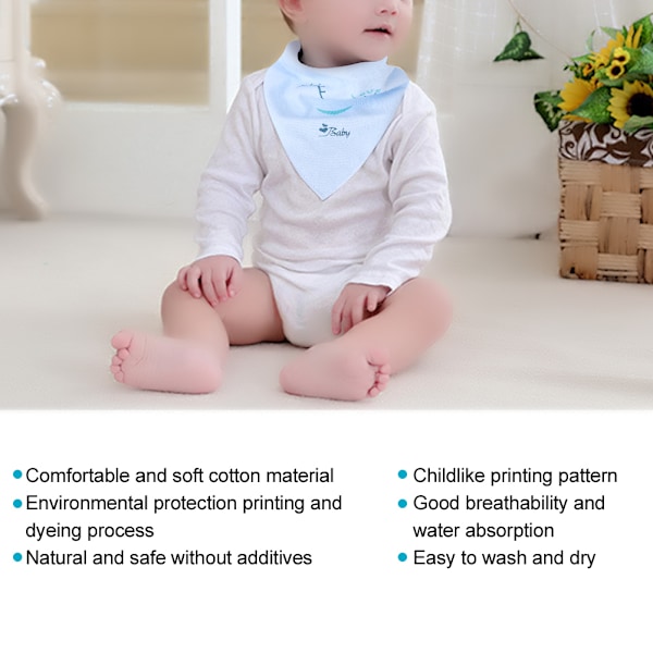 5-pack Baby Spädbarnsbandanas Unisex Mjuka Babysalivkläder Halsduk för Drool Blå