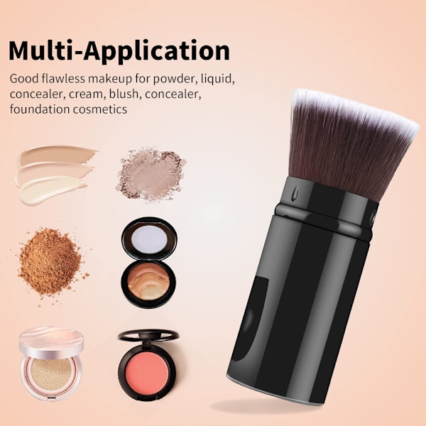 Retrakterbart Foundation Makeup-borste, Reseflatborste Bärbar Foundationborste med Skydd