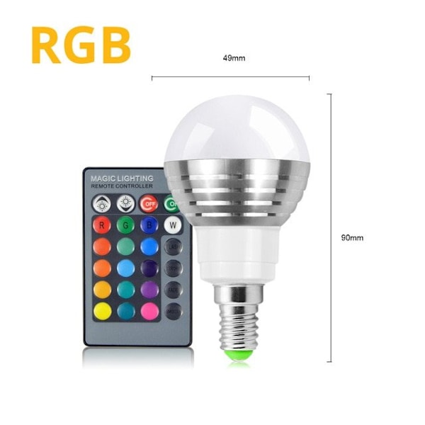 E14, RGB LED-lampa, 16 Färg