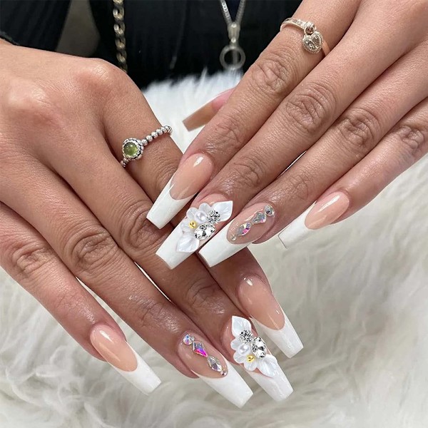 30 st Nagelsmycken, Resinblomma Nagelsmycken, Nagelkonst Dekorationer med Blommor Pärlor Form