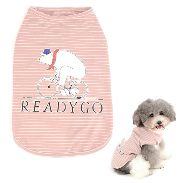 Hunde- og katte tøj Hvid bjørn design vest Hund pink og hvid stribet todelt tøj