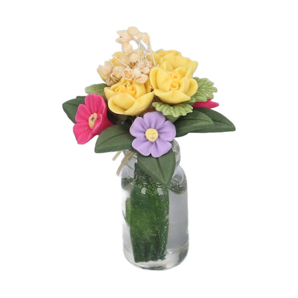 1:12 Kunstig Mini Michelia Champaca Blomsterpot Vakre Farger Falsk Blomstermodell for Dukkehustpynt