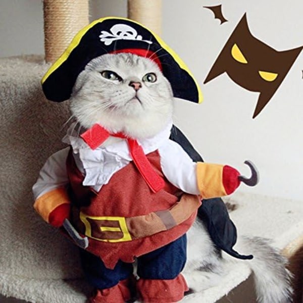 Ny rolig husdjurskläder pirat hund katt kostym dräkt Corsair klä upp festkläder kläder för katt hund plus hatt
