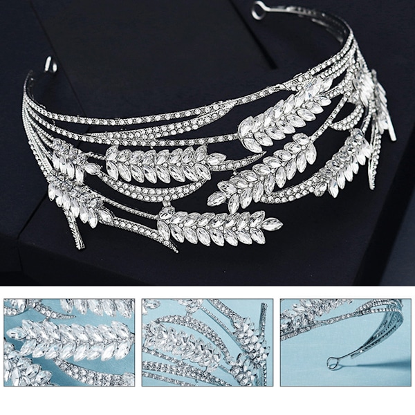 Brudhuvudbonad - Hår Smycken Bröllopspannaband Tiara Löv Pannband Krona Tiara Brud Silver Huvudbonad