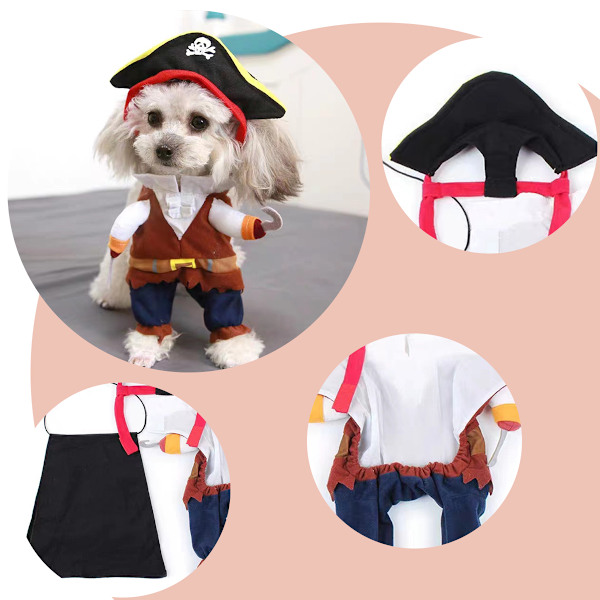 Husdjur Hund Kostym Ny Rolig Husdjur Kläder Pirat Hund Katt Kostym Dräkt Corsair Klä upp Fest Kläder Kläder för Katt Hund Plus Hatt