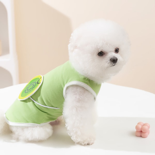 Husdjurskläder, söt sommarfrukt hund T-shirt valp kläder hund kjol klänning katter kläder för små hundar katter valp (4 storlek, Satchel kjol)