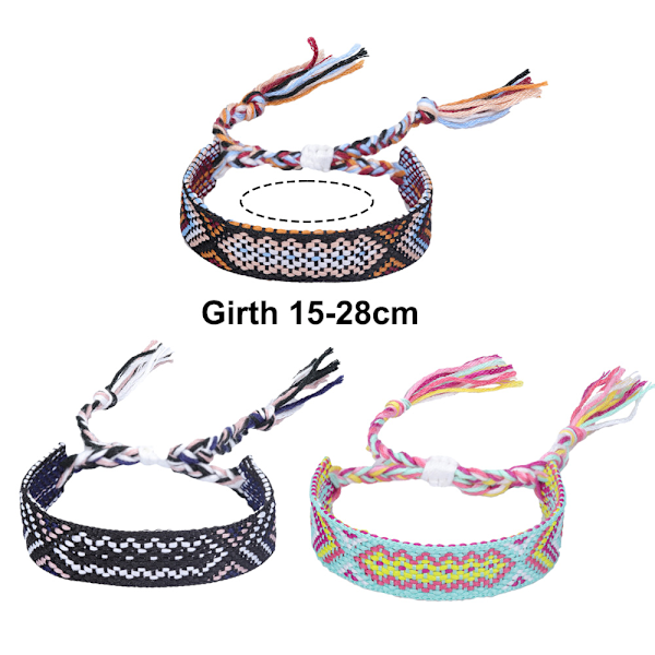 3 st armbandspack för kvinnor, barn & flickor, vänskapsarmband handgjorda flätade rep handledssträngkedja