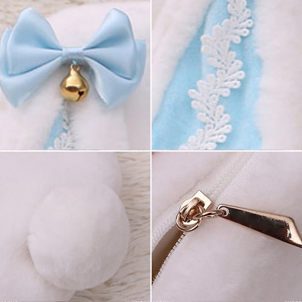 Ryggsekk for jenter Søt Lolitas Kanin Bunny Skulderryggsekk Skråveske Plysj Leke Jenter Barn Gave