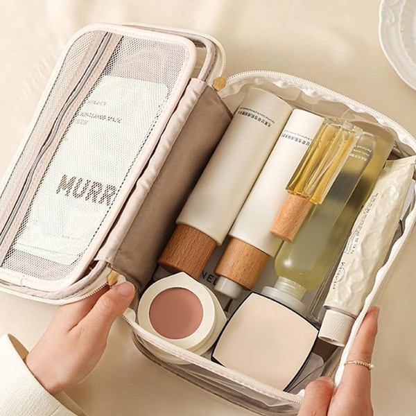 Klar Kosmetikpose Makeup Taske, Vandafvisende Rejsetoilettaske, Klar PVC med Lynlås Håndtag Bærbar Rejsebagagepose