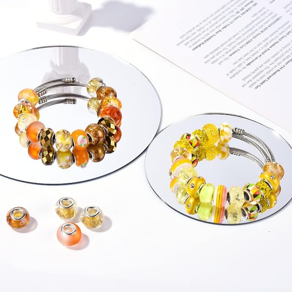 Pakke med 50 europæiske perler, perler med stort hul, rondelle-afstandsperler, blandet, assorterede farver til charms-armbånd