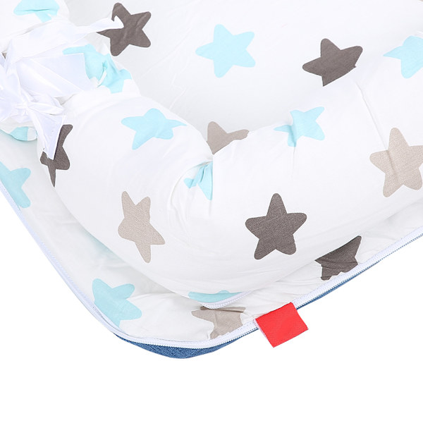Avtagbar Tvättad Bärbar Babyspjälsäng Spädbarn Nyfödd Sovplats med Kudde Babyskydd Färgglad Stjärna 85x45x12cm