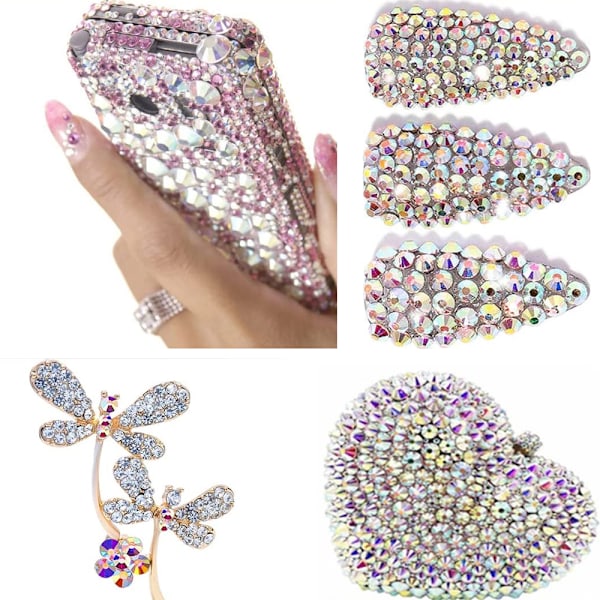 Krystaller Negle Rhinestones Runde Perler Flatback Glas Charms Ædelstene Stene