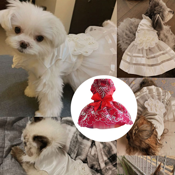 Koiran mekko, Doggie Tutu - Kukkatyttö Yksikokoinen Jousi Solmulla Lemmikkieläinten Vaatteet Hääjuhliin Syntymäpäiväjuhliin Koiran Mekko