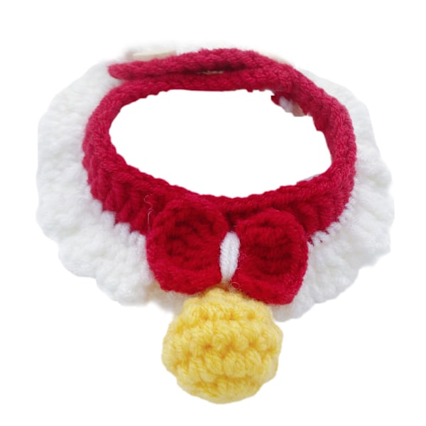 Stickad kattkrage med rosett, husdjursscarf salivhandduk kostym söt