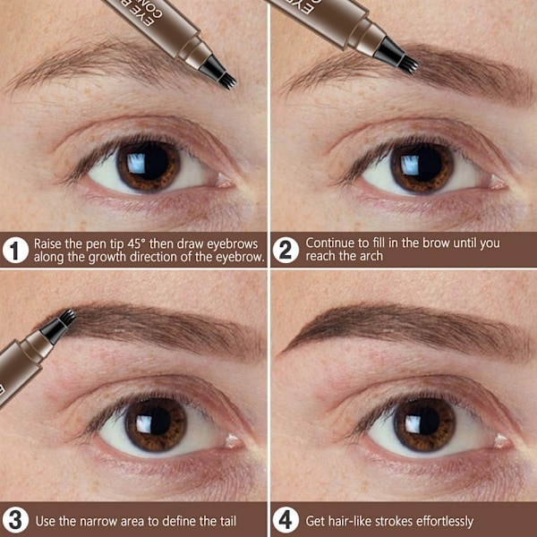 Øjenbryn Pen Øjenmakeup, Øjenbrynblyant med en Mikro-Gaffelspidsapplikator Skaber Naturlige Øjenbryn Ubesværet