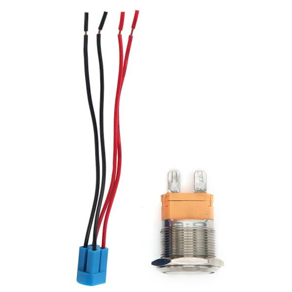 22mm AC250V 20A Tryckknappsbrytare Platt Huvud Metallknappsbrytare med 4-polig Socket Självåterställande
