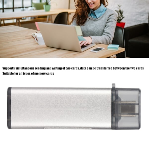 Kortläsare Typ C Multifunktionell Lagringskortsadapter med Nyckelring för Telefon Surfplatta Dator Silver