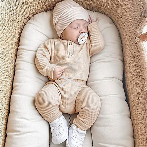 Nyfödda Babyflicka Pojke Höstkläder Outfits Långärmad Stickad Bomullsromper & Byxor Spädbarn Vinterset