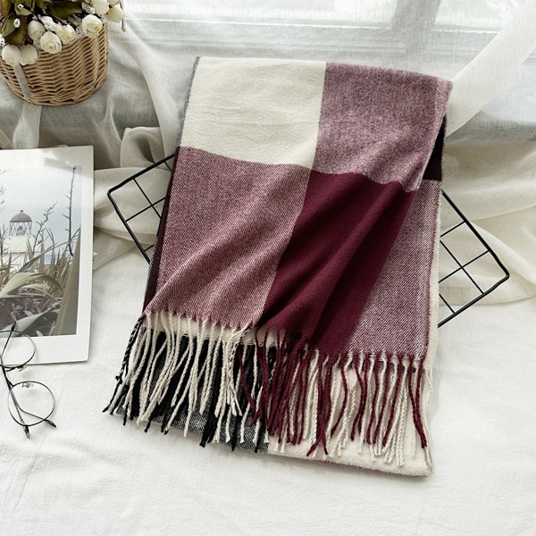 Kvinnors Lång Rutig Pläd Chunky Överdimensionerad Vinter/Höst Varm Halsduk Stor Tartan Halsdukar Wrap Sjal