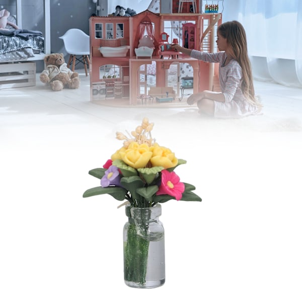 1:12 Kunstig Mini Michelia Champaca Blomsterpot Vakre Farger Falsk Blomstermodell for Dukkehustpynt