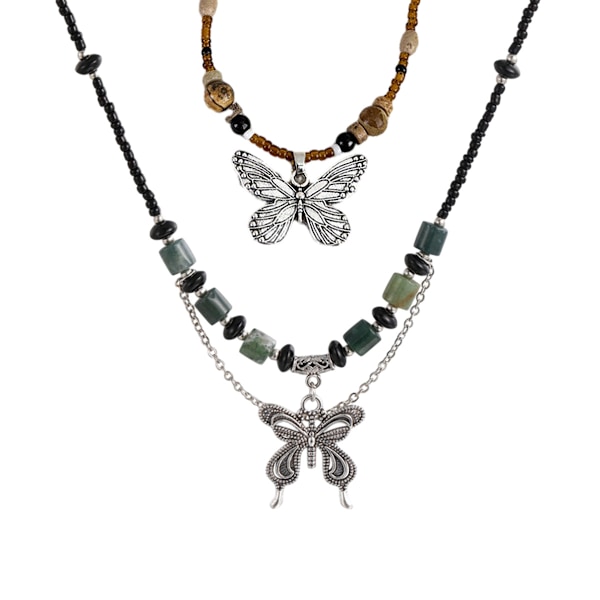 2 stk retro kaffe farvet halskæde kvinder enkel alt med uregelmæssige perler choker