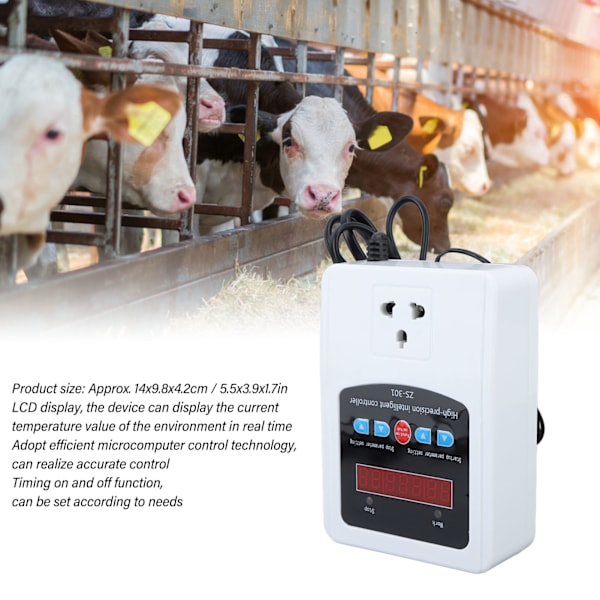 1500W Drivhus Temperaturregulator Digital Lufttemperaturregulator Termostat LCD-Skjerm 10A EU-Plugg 220V