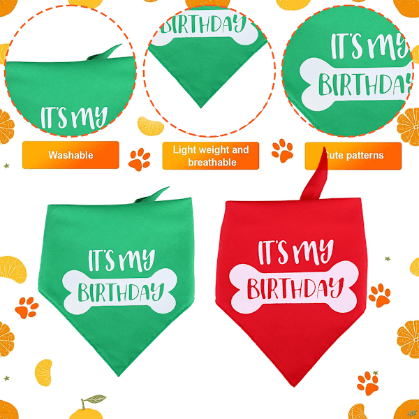 2 kpl Koiran Syntymäpäivä Bandana, Kolmion Muotoinen Koiran Bandana Juhlatarvikkeet Koiran Bandana Poika Tyttö Koiran Syntymäpäivälahja, 70*48*48cm