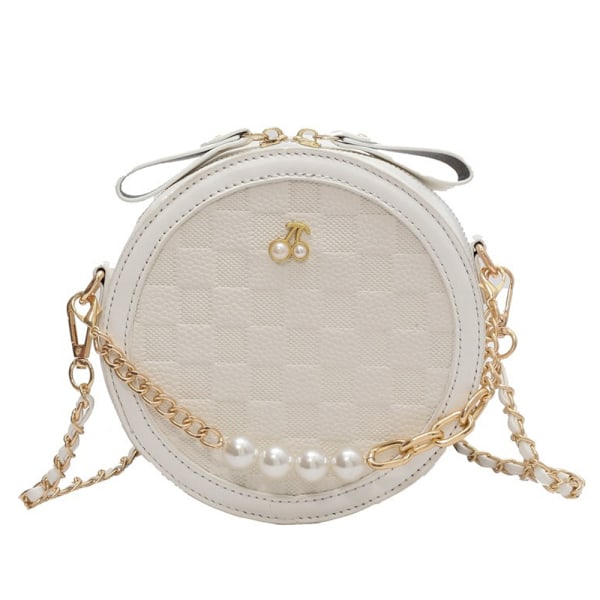 Liten Söt Crossbody Väska för Kvinnor Rund Plånbok, Läder Axelväska Topp Blixtlås, 16*16*6cm