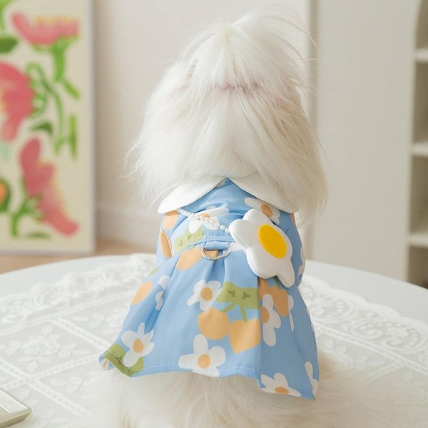 Hunde-kjole Myk Pustende Valpekjole Elegant Prinsesse Blomster Kjæledyrkjole med Blomst for Liten Hund