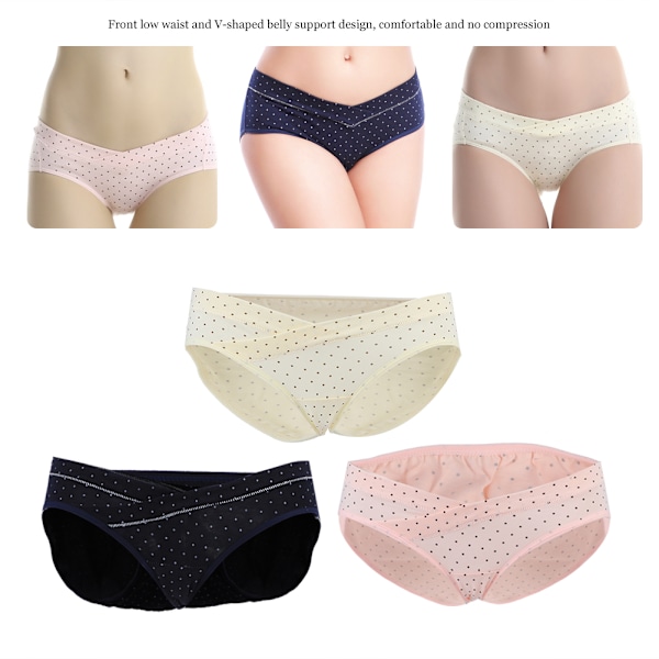 3-pack Gravida Underkläder med Låg Midja, Mammaunderkläder, Maglyft, Bomullsunderbyxor, Trosor (Marinblå, Gul, Rosa, XXL)