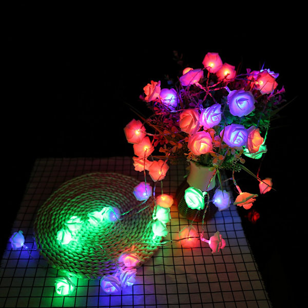 LED Rose Blomst LED Lysstreng Julebryllup Fest Have Dekoration (Blandet Farve 2.5m)