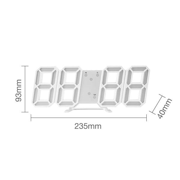 Fjärrstyrd Digital LED Väggklocka, Multifunktionell LED-Klocka, Stor Kalender, Minutlarm, Nedräkningstimer, Stor Termometer, Tyst Klocka